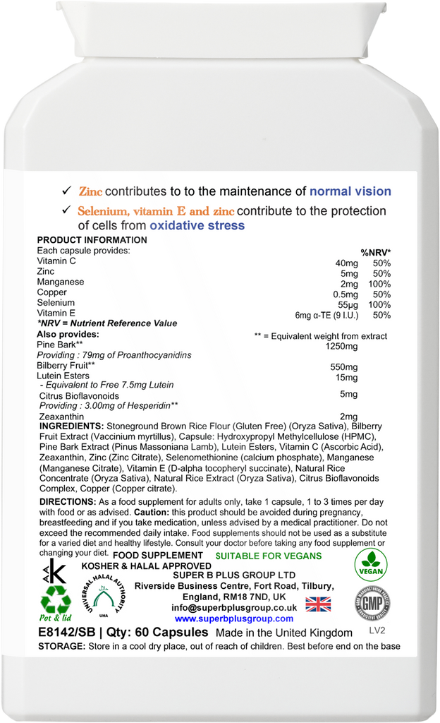 Super Vision Max: Lutein, Zeaxanthin, Bilberry & Pine Bark Eye Health ...