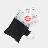 Resuscitation Face Shield with Valve in Keyring Pouch Black