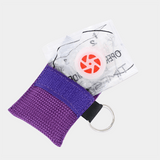 Resuscitation Face Shield with Valve in Keyring Pouch Purple