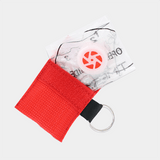 Resuscitation Face Shield with Valve in Keyring Pouch Red