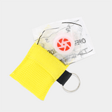 Resuscitation Face Shield with Valve in Keyring Pouch Yellow
