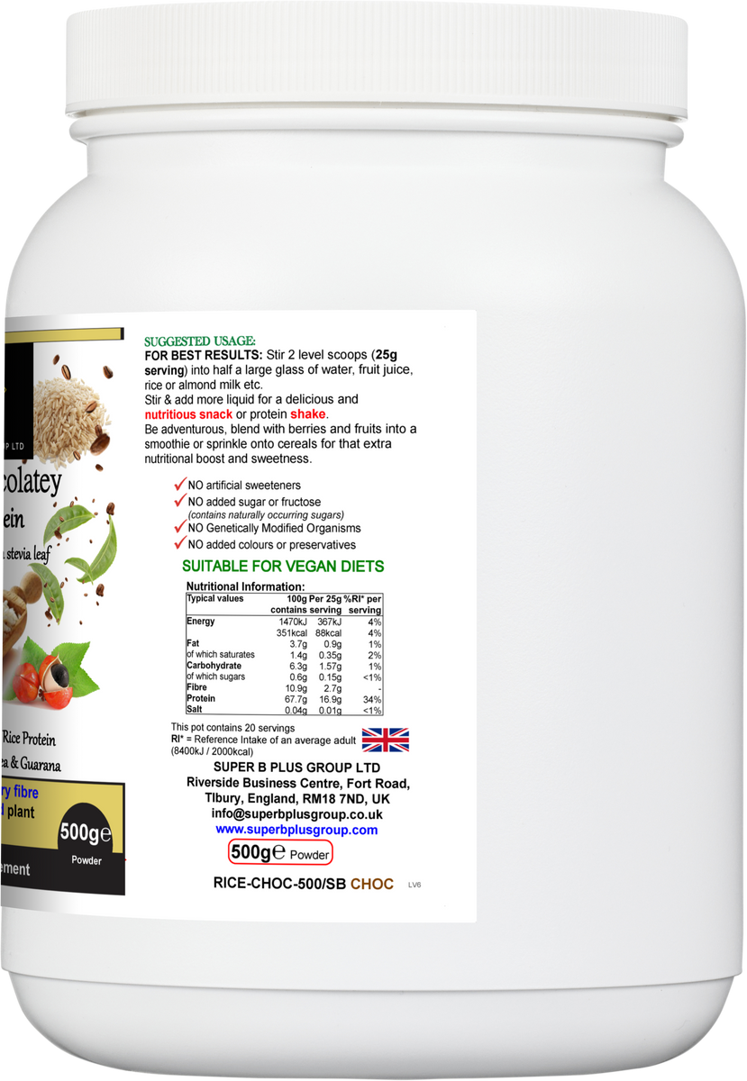 Super Chocolatey Rice Protein Powder Pre Workout & Weight Gainer Vegan ...