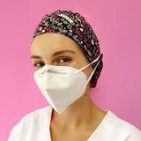 Long Hair Surgical Cap with with Buttons and Elastic Band - Girls Fight