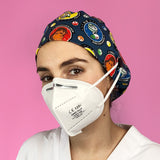 Long Hair Surgical Cap with with Buttons and Elastic Band - Marine Rebel Staff