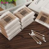 Cotton Swabs Double Head & Pointed Head Micro Wood Brushes Eyelash Extension Glue Removing Tools