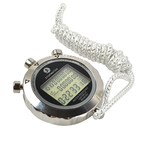 Metal Digital Timer Sports Stopwatch Water Resistant Memory Counter Antimagnetic