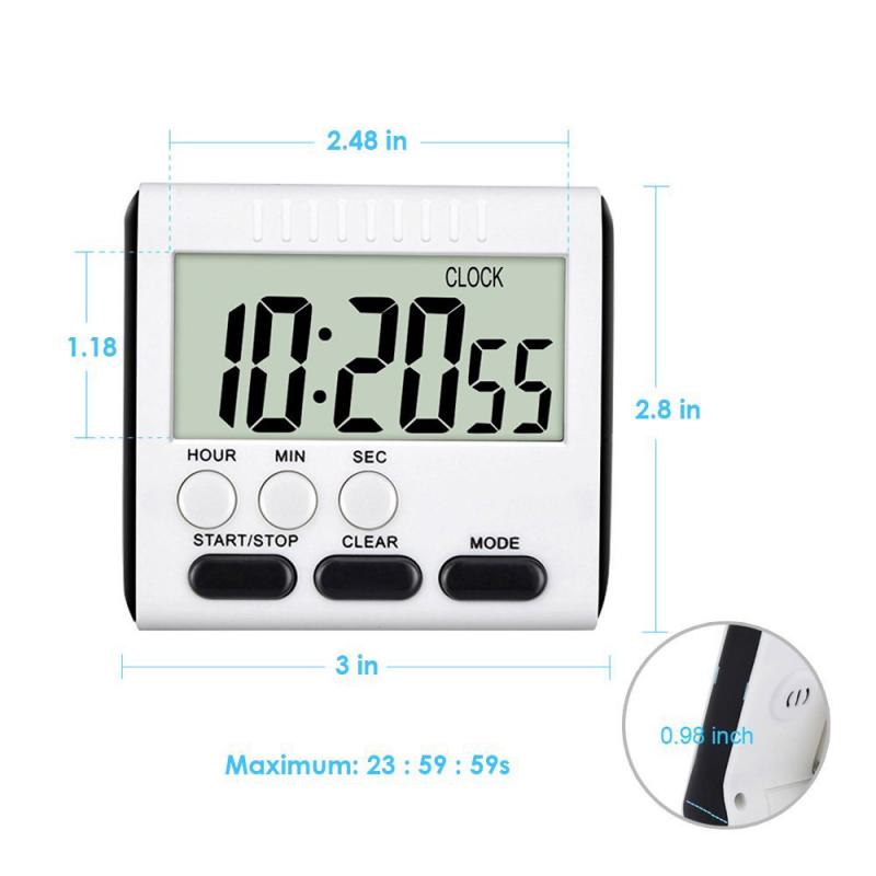 Digital Screen Countdown Timer Square Alarm Clock Sleep Stopwatch Cloc ...
