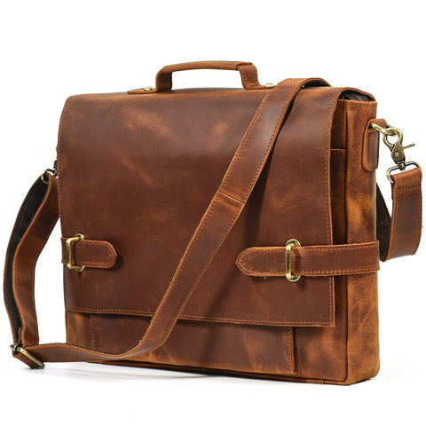 Vintage Leather Doctors Briefcase Laptop Messenger Shoulder Bag