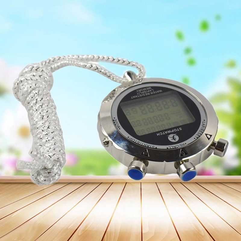 Metallic Timer Metal Digital Timer Sports Stopwatch Water Resistant Memory Counter An ...