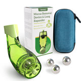 Package Include:  1* Mucus removal device;  3* Stainless steel ball bearings;  1* Carry string;  1* Small bag for steel balls;  1* Travel Case