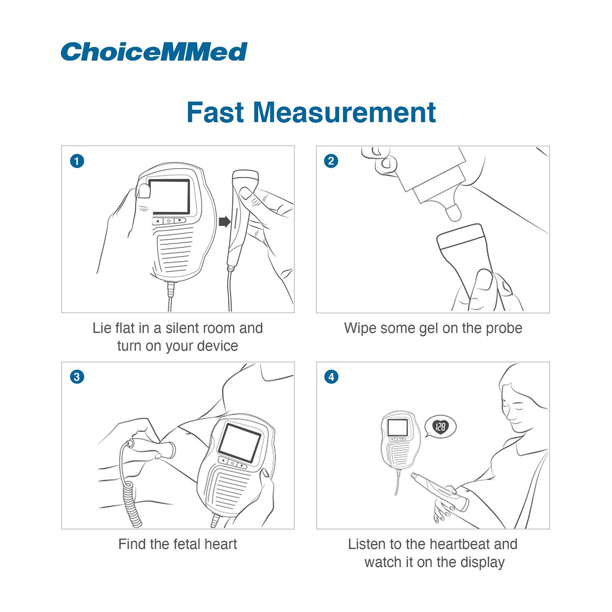 CHOICEMMED MD800 Fetal Doppler Probe Baby Heart Beat Monitor – SUPER B ...